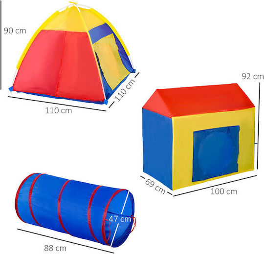 HomCom Cort pentru Copii Tunel Pop Up Multicolor pentru 3+ ani