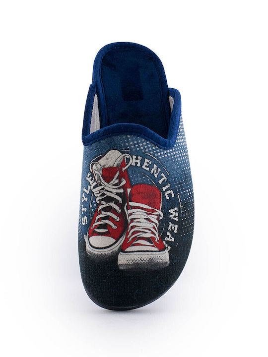 Men's Printed Slippers Blue