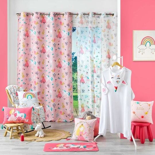 Douceur d'Intérieur Παιδική Κουρτίνα Princesse με Τρουκς Ροζ 140x260εκ.