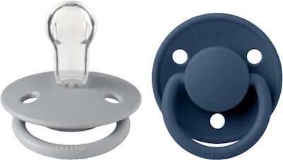 Bibs Pacifiers Silicone De Lux Cloud & Steel Blue for 0+ months 2pcs