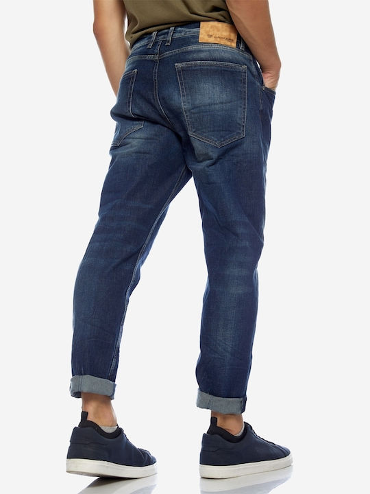Brokers Jeans Men's Elastic Slim Fit Tapered Blue Jeans Pants