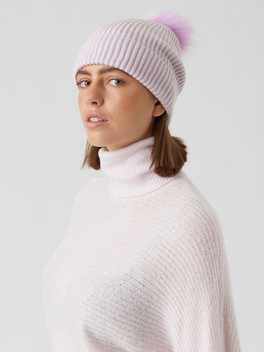 Vero Moda Pom Pom Beanie Frauen Beanie Gestrickt in Flieder Farbe