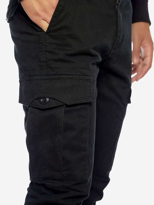 Trousers Cargo Elastic in Regular Fit Black