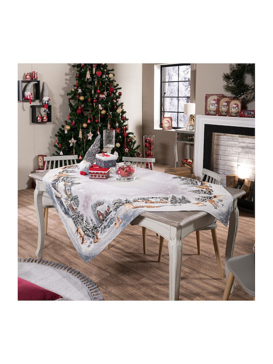 Teoran Christmas Tablecloth Fabric Gray L180xW140cm.