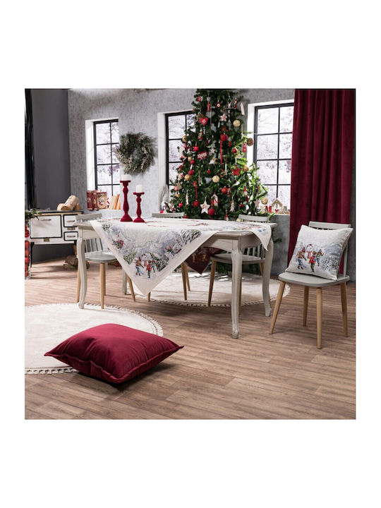 Teoran Weihnachtlich Tischtuch Stoff Weiß L180xB140cm.