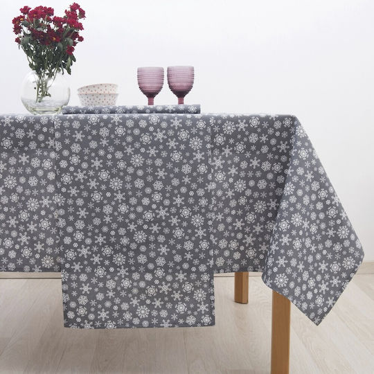 Dimeco Dimeco Christmas Tablecloth Round Fabric Gray D180cm.