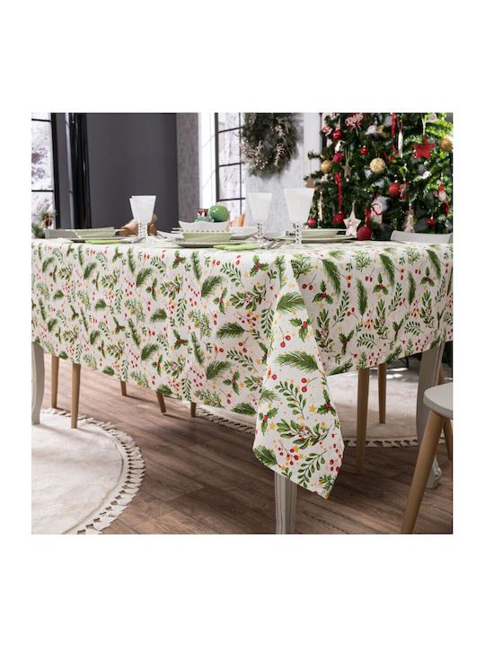 Teoran Christmas Tablecloth Fabric Green L220xW135cm.