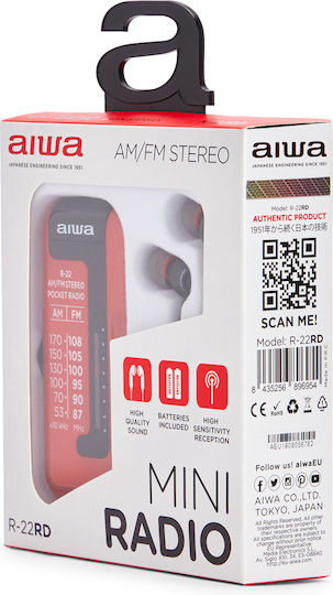 Aiwa R-22RD Φορητό Ραδιόφωνο Μπαταρίας Κόκκινο