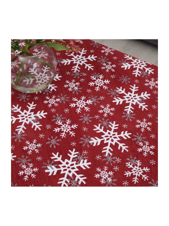 Dimeco Chenille Christmas Tablecloth Square Fabric Red L90xW90cm 1pcs