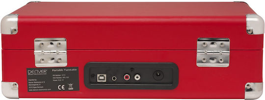 Denver VPL-120 MK2 111201100020 Βαλιτσάκι Πικάπ με Belt Drive, Προενίσχυση και Ενσωματωμένα Ηχεία Κόκκινο