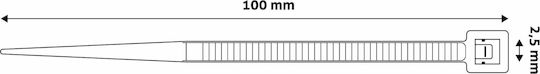 Entac Δεματικό Καλωδίων Πλαστικό 100mmx2.5mm σε Μαύρο χρώμα (1τμχ) (ECT-2.5-100-B)