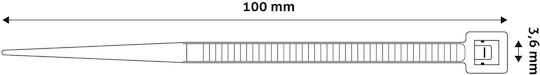 Entac Δεματικά Καλωδίων Πλαστικά 100mmx3.6mm σε Μαύρο χρώμα (50τμχ) (ECT-3.6-100-B)