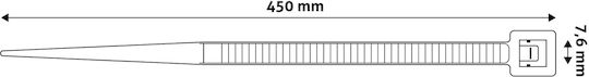 Entac Δεματικά Καλωδίων Πλαστικά 450mmx7.6mm σε Λευκό χρώμα (50τμχ) (ECT-7.6-450-W)