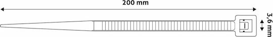 Entac Δεματικά Καλωδίων Πλαστικά 200mmx3.6mm σε Μαύρο χρώμα (50τμχ) (ECT-3.6-200-B)
