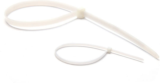Entac Cable Ties Plastic 200mm x 4.8mm in White Colour (50 pcs) (ECT-4.8-200-W)