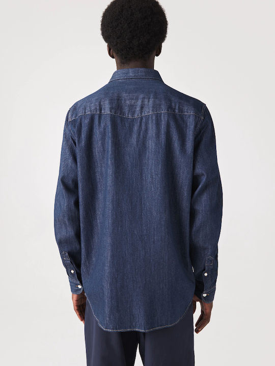 Long-sleeved Denim Shirt Dark Blue