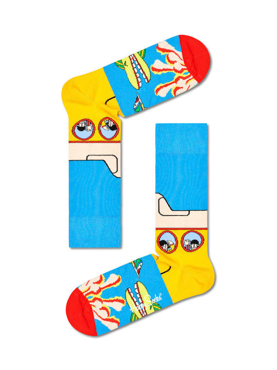 Happy Socks The Beatles Yellow Men's Patterned Socks Light Blue