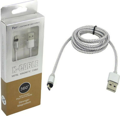 Technovo Technovo TN-D009 Magnetic USB to Lightning / Type-C / micro USB Cable Ασημί 1m