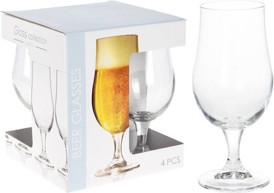 Excellent Houseware Σετ Ποτήρια Μπύρας από Γυαλί Κολωνάτα 370ml CC7000320 4τμχ