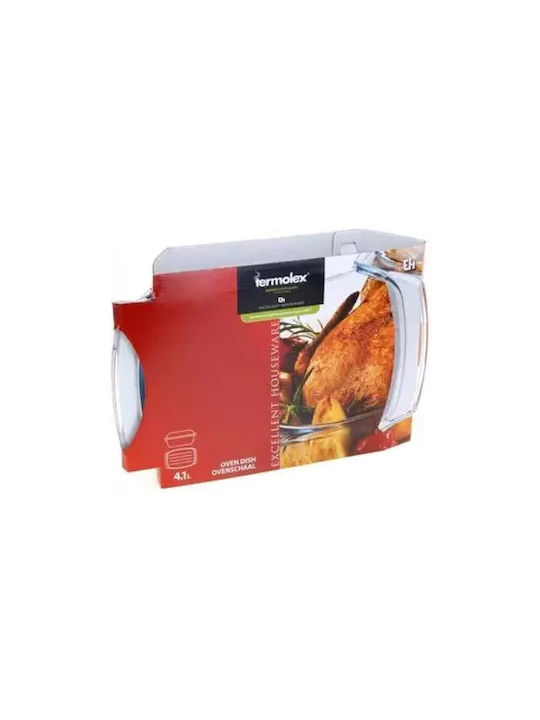 Click Oală Dreptunghiulară de Sticlă cu Capac de Sticlă 34x23cm 1buc