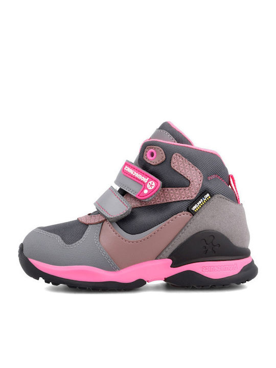 Anatomical Leather Kids Snow Boots with Velcro Pink
