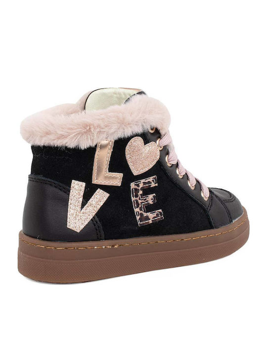 Anatomical Leather Kids Boots with Laces Blue