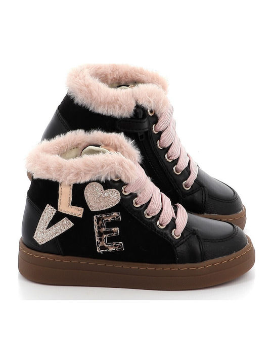 Anatomical Leather Kids Boots with Laces Blue
