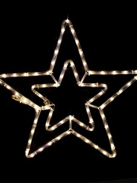 Aca Double Stars Χριστουγεννιάτικο Διακοσμητικó Κρεμαστό Αστέρι Φωτιζόμενο Πλαστικό Θερμό Λευκό 55x55εκ.