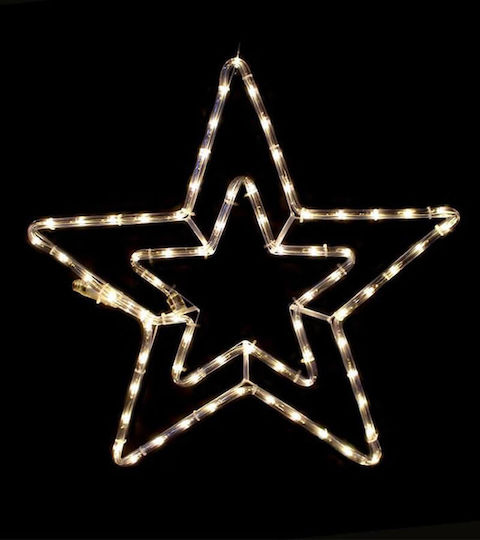 Aca Double Stars Χριστουγεννιάτικο Κρεμαστό Αδιάβροχο Αστέρι Φωτιζόμενο Πλαστικό Θερμό Λευκό 55x55x55εκ.