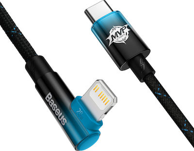 Baseus MVP 2 Geflochten / Winkel (90°) USB-C zu Lightning Kabel 20W Schwarz 1m (CAVP000221)