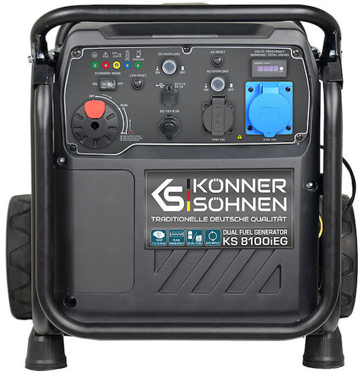 Könner & Söhnen Γεννήτρια Inverter Βενζίνης/Υγραερίου Τετράχρονη με Ηλεκτρική Μίζα, Ρόδες και Μέγιστη Ισχύ 9kVA