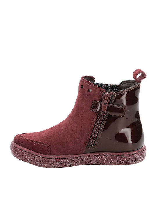 Ghete Copii din Piele cu Fermuar Burgundy