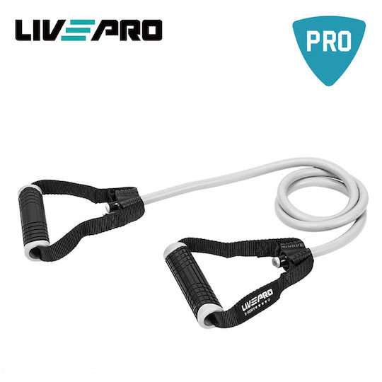 Live Pro Gymtube Resistance Band Very Hard with Handles Gray