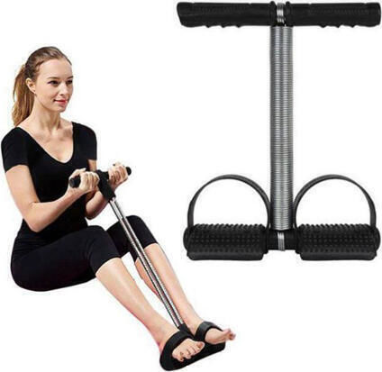 Tummy Trimmer Abdominal Trainer Black with Resistance Bands