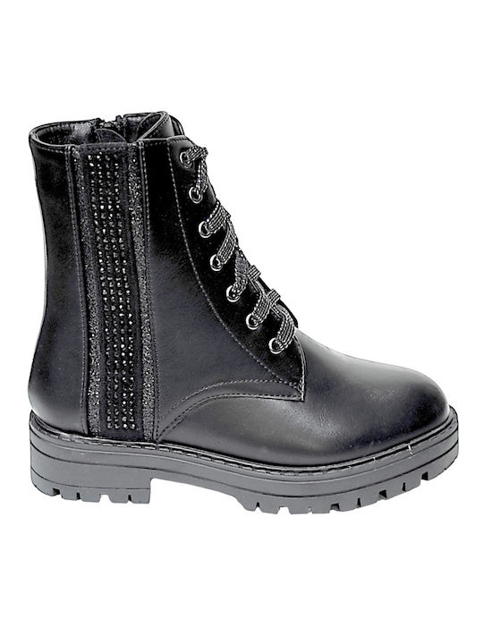 Zak Kids Military Boots with Zipper Black