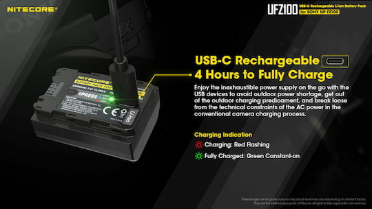 NiteCore Baterie aparat foto UFZ-100 9060100894 Litiu-Ion (Li-Ion) 2250mAh Compatibilă cu Sony