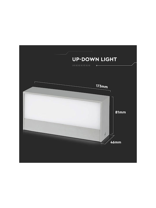 V-TAC Επιτοίχια Εξωτερική Πλαφονιέρα LED IP65 9W με Ψυχρό Λευκό Φως Διπλής Δέσμης 17.3x8.1x4.6εκ.