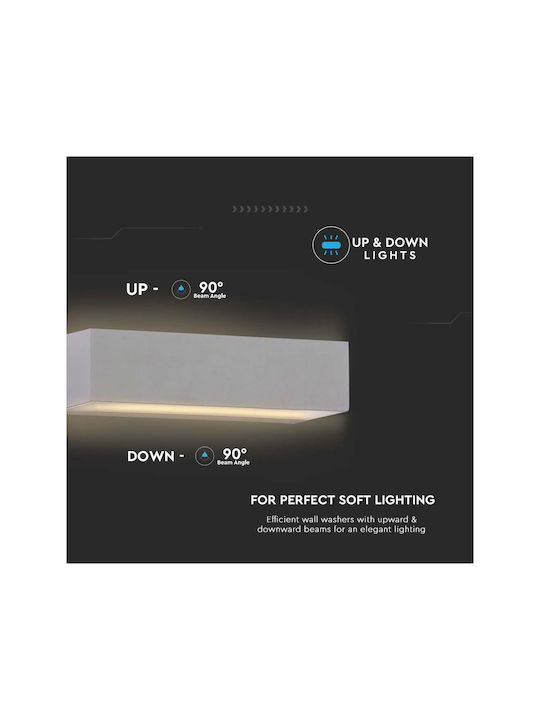 V-TAC Wall-Mounted Outdoor Ceiling Light LED IP65 12W with Cool White Light Double Beam 23x10x9εκ.