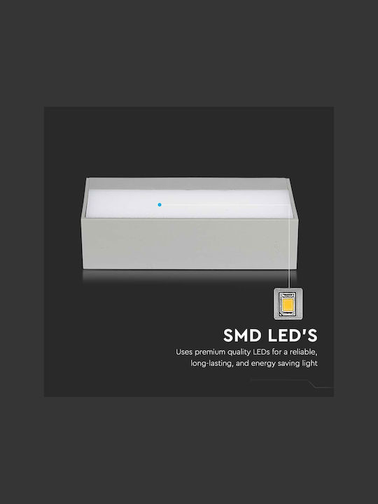 V-TAC Wall-Mounted Outdoor Ceiling Light LED IP65 12W with Natural White Light Double Beam 23x10x9εκ.