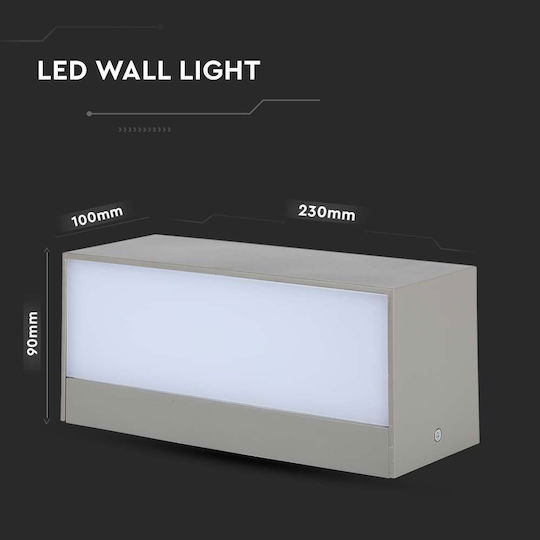 V-TAC Aplica de exterior montată pe perete LED IP65 12W cu Alb Natural Lumină Dublu Fascicul 23x10x9εκ.