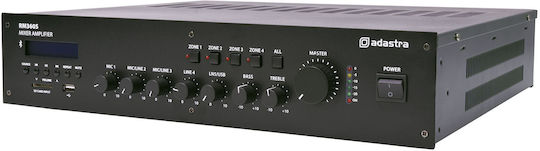 Adastra RM360S Integrated Commercial Amplifier 5 Channels 4 Zone 360W/100V Equipped with USB/FM/Bluetooth Black