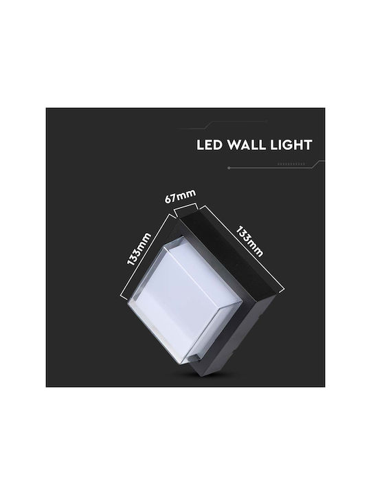 V-TAC Wall-Mounted Outdoor Ceiling Light LED IP65 7W with Warm White Light 13.3x13.3x6.7εκ.