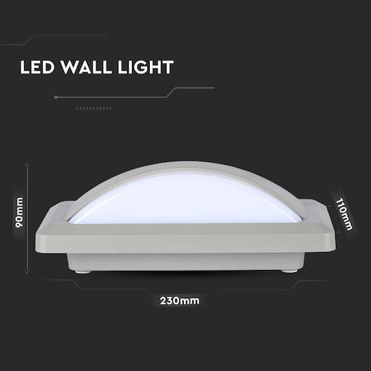 V-TAC Wall-Mounted Outdoor Ceiling Light LED IP65 12W with Warm White Light 23x11x7.6εκ.