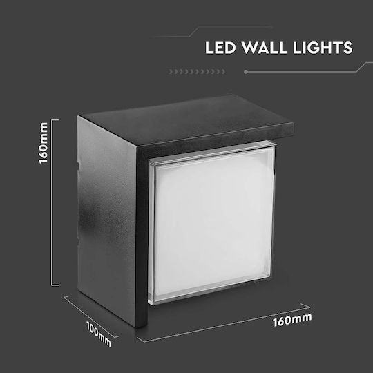 V-TAC Wandmontierte Außen-Deckenleuchte LED IP65 12W mit Natürliches Weiß Licht 16x16x10εκ.