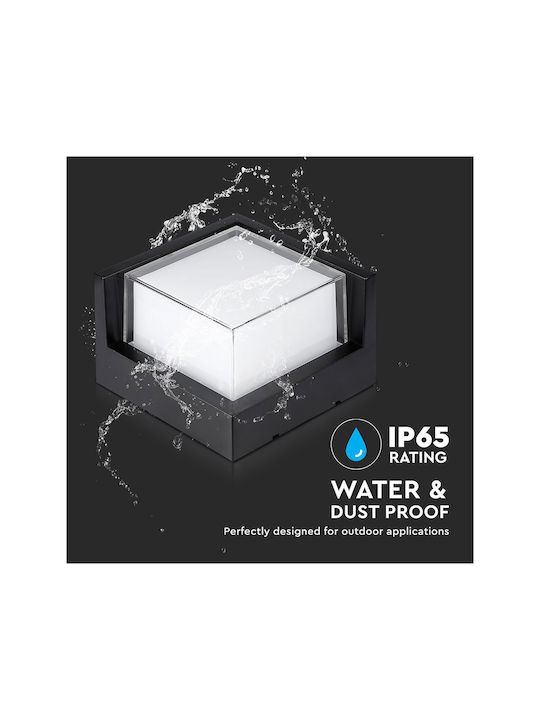 V-TAC Επιτοίχια Εξωτερική Πλαφονιέρα LED IP65 7W με Θερμό Λευκό Φως 13.3x13.3x6.7εκ.