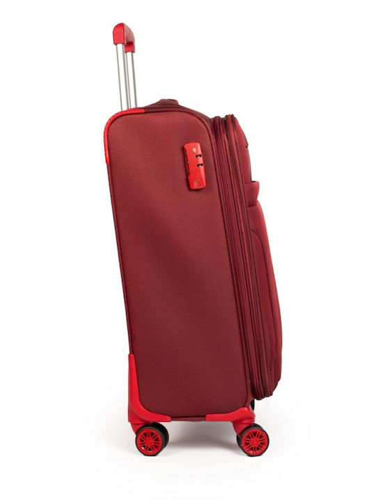 Cardinal Travel Suitcases Fabric Burgundy Max Height 70cm with 4 Wheels Set of 3 Pieces