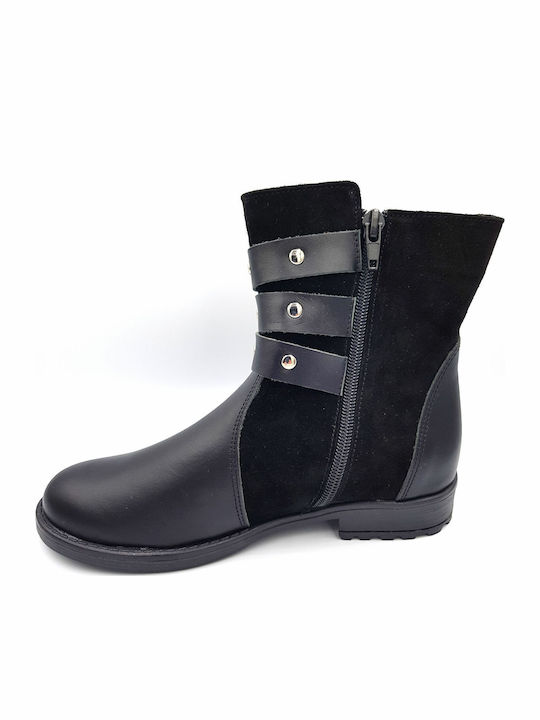 ABY Ghete Copii din Suede cu Fermuar Negre