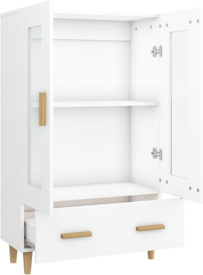 Wall Living Room Display Cabinet made of Particleboard with Glass White 70x31x115cm