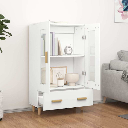 Wall Living Room Display Cabinet made of Particleboard with Glass White 70x31x115cm