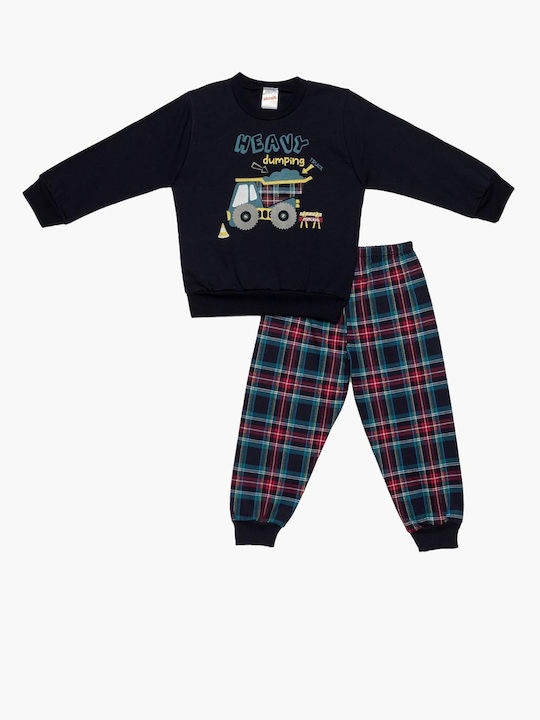 Minerva Set Top & Bottom Kids Winter Cotton Pyjamas Navy Blue